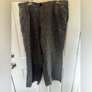 Women’s cropped linen pants from Lands’ End never worn size 20 W gray/navy